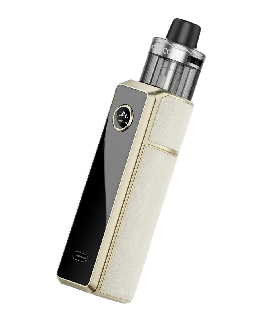 Cigarette électronique Voopoo sur fond bleu, alternative au tabac